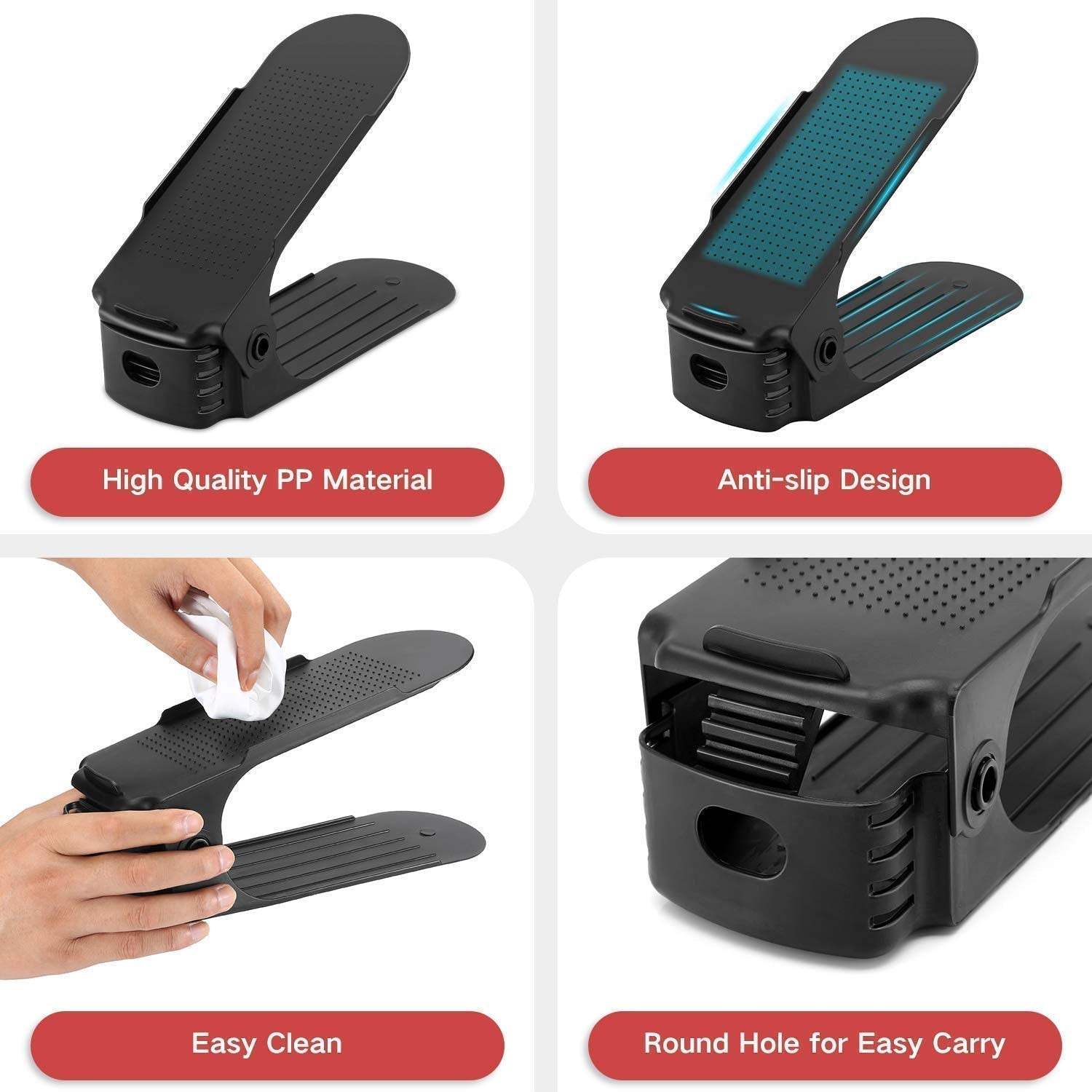 Compact and adjustable shoe slots organizer for efficient storage. Compact and adjustable shoe slots organizer for efficient storage.